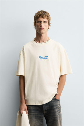 T-SHIRT WITH CONTRAST PRINTS - Image 2