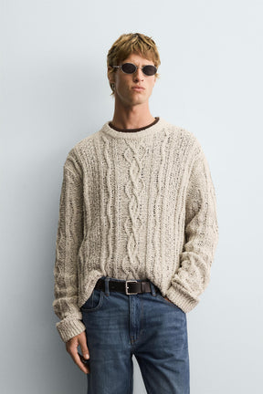 TEXTURED CABLE-KNIT SWEATER - Image 2