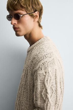 TEXTURED CABLE-KNIT SWEATER - Image 5