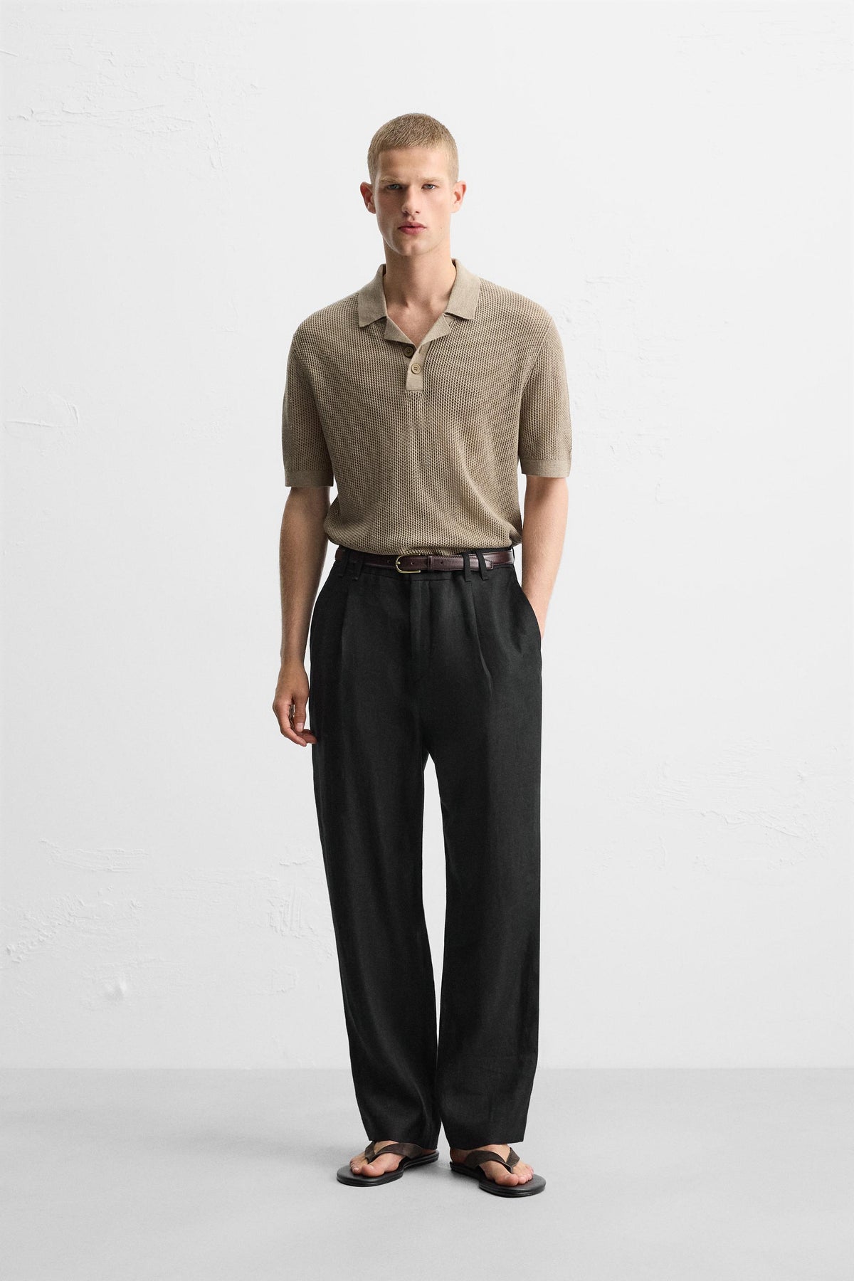 TEXTURED KNIT POLO SHIRT - Image 1