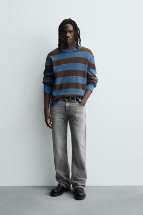 STRIPED PURL KNIT SWEATER - Image 1