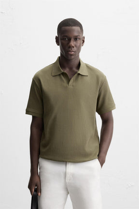 VERTICAL TEXTURED POLO SHIRT - Image 2