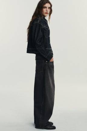STUDDED DENIM-EFFECT JACKET - Image 4
