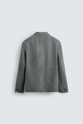 DOUBLE-BREASTED 100% LINEN SUIT BLAZER - Image 9
