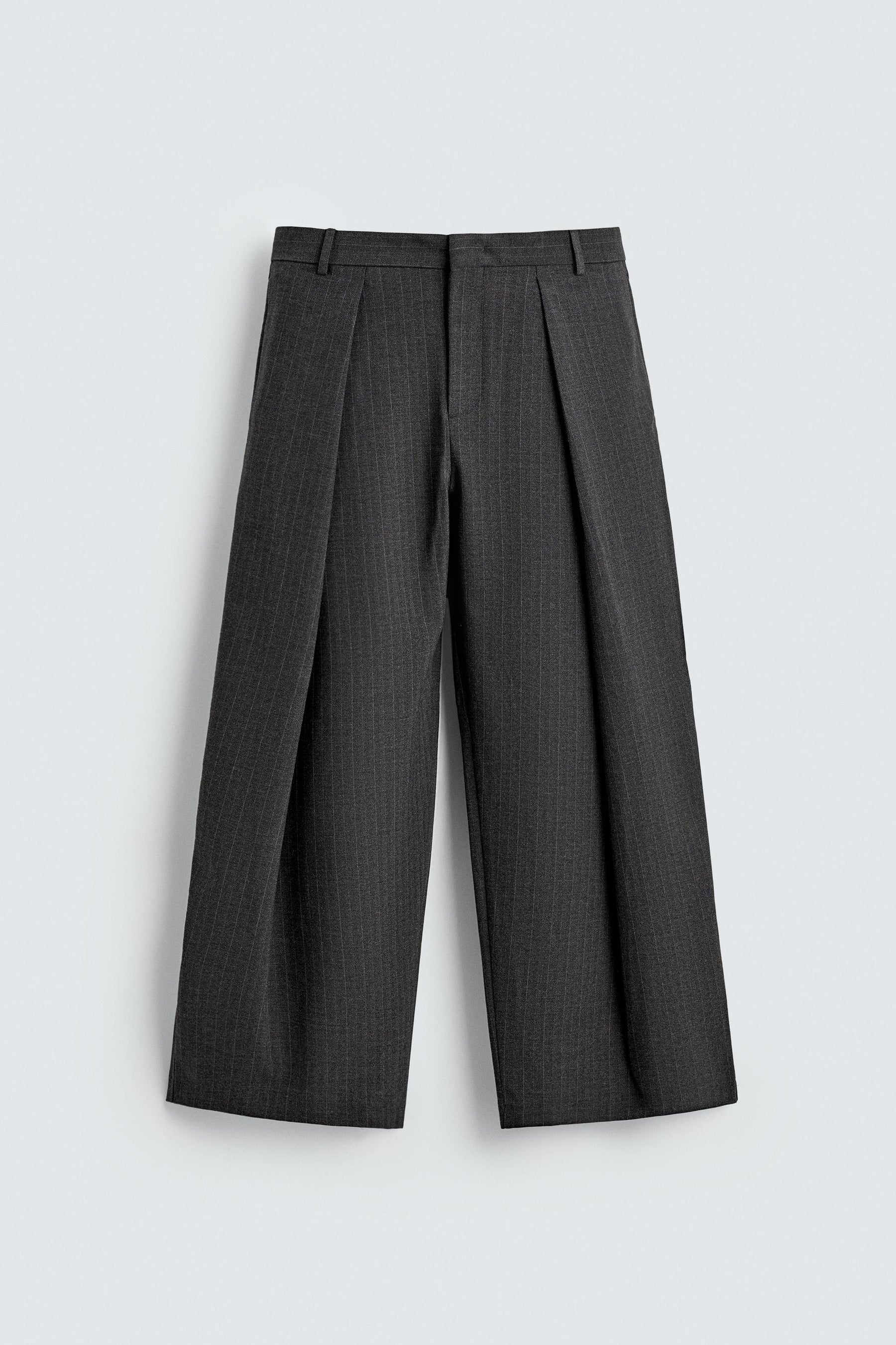 Pinstripe Pleated Trousers