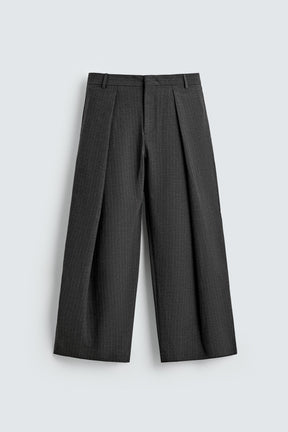 Pinstripe Pleated Trousers