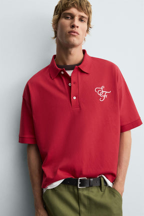 Embroidered Letter Polo