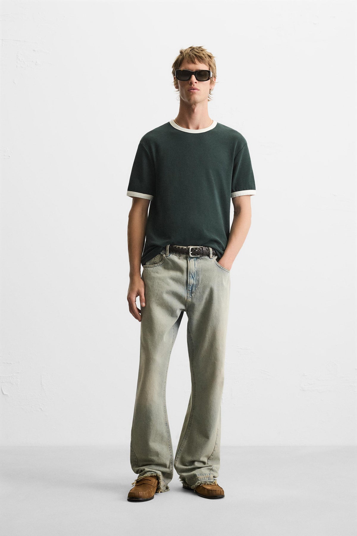 BASIC CONTRAST RIB T-SHIRT - Image 1