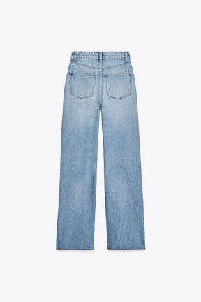 Wide-leg high-waist jeans