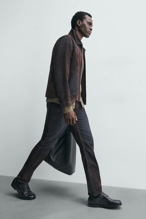RELAXED FIT FLOCKED VELVET JEANS - Image 6