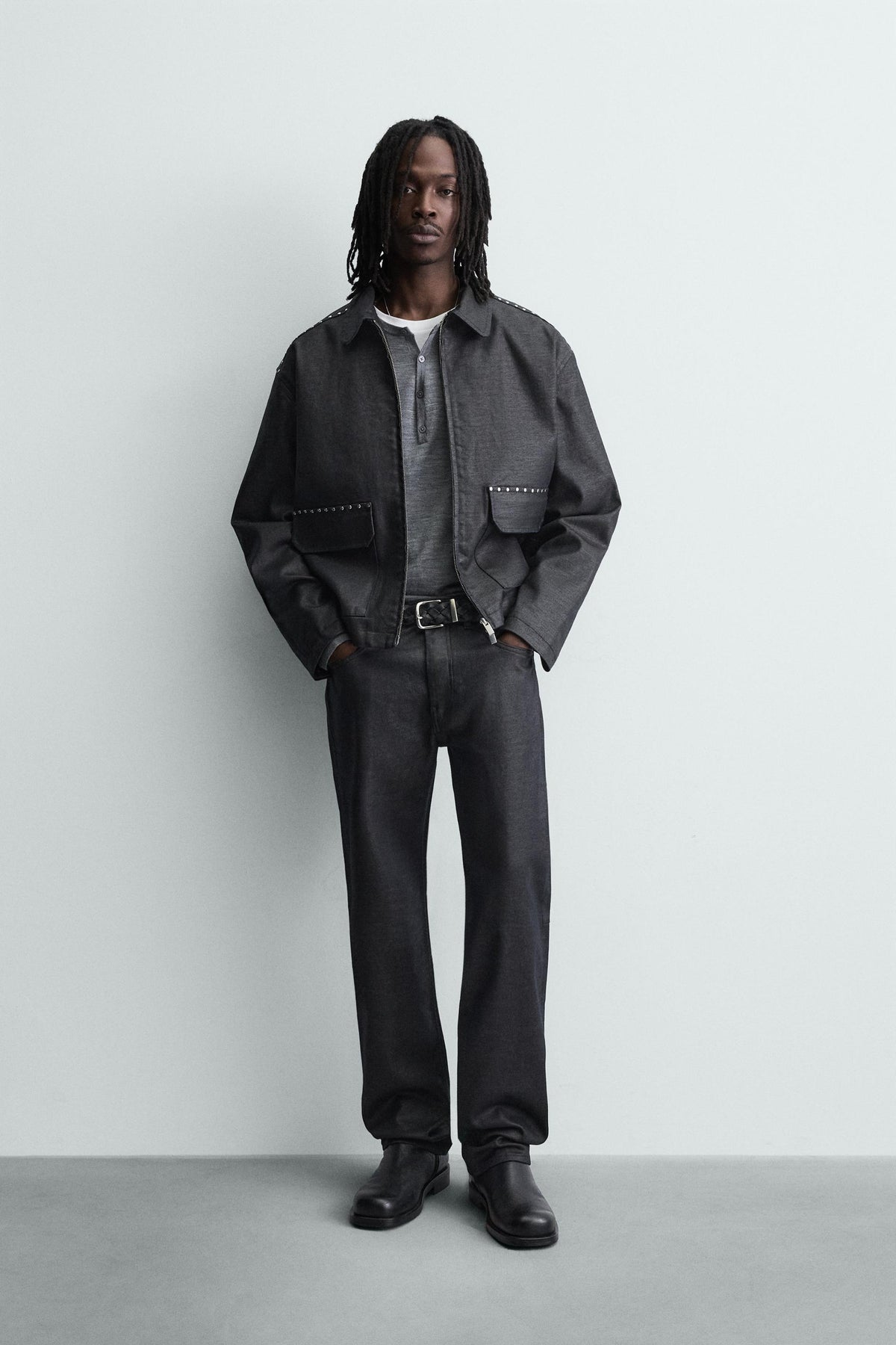 BOXY FIT STUDDED JACKET - Image 1