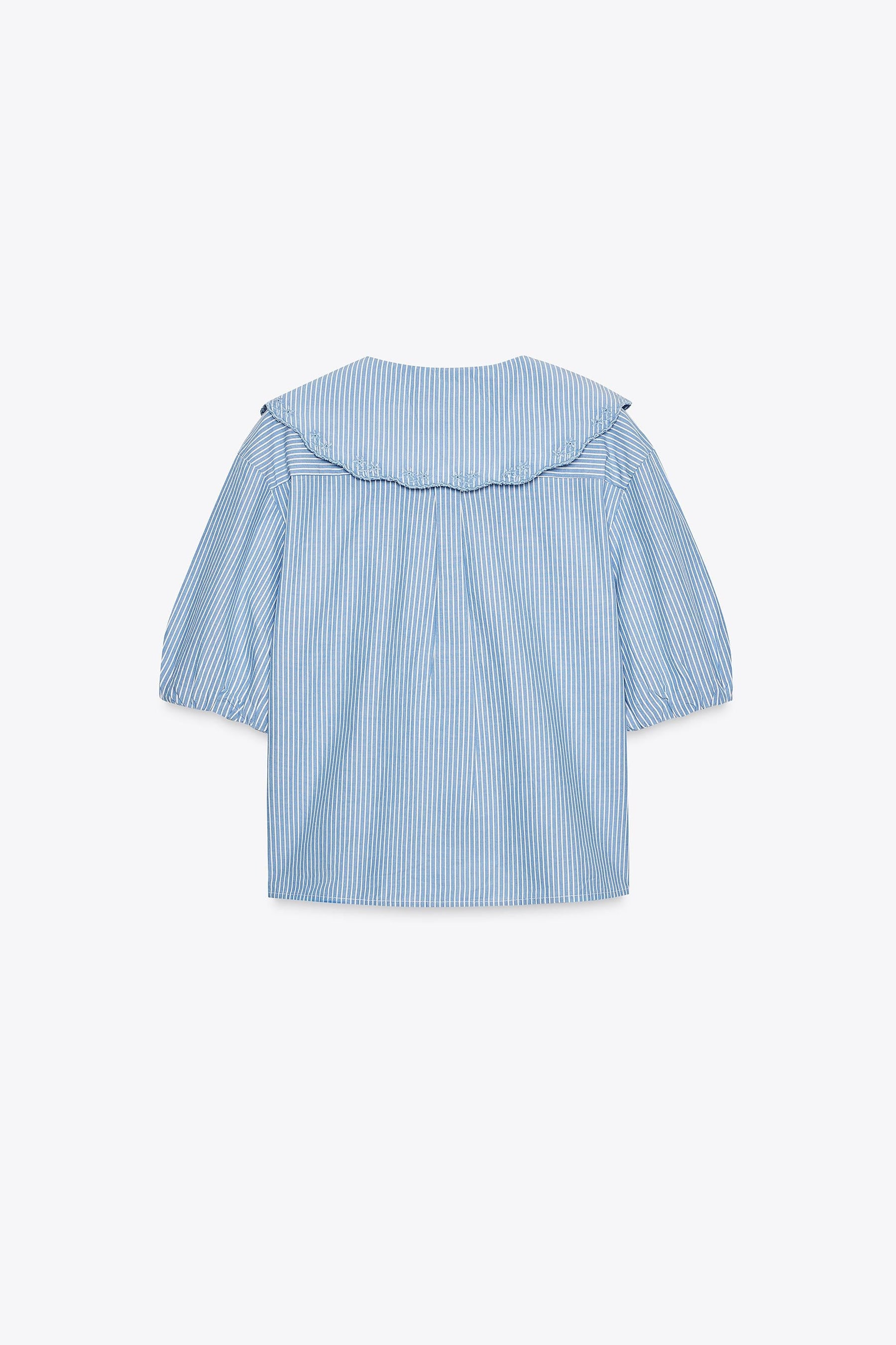 Striped Embroidered Collar Shirt