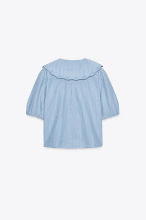 Striped Embroidered Collar Shirt
