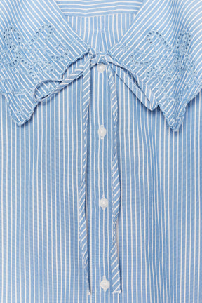 Striped Embroidered Collar Shirt