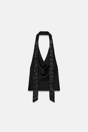 Satin Beaded Fashion Top