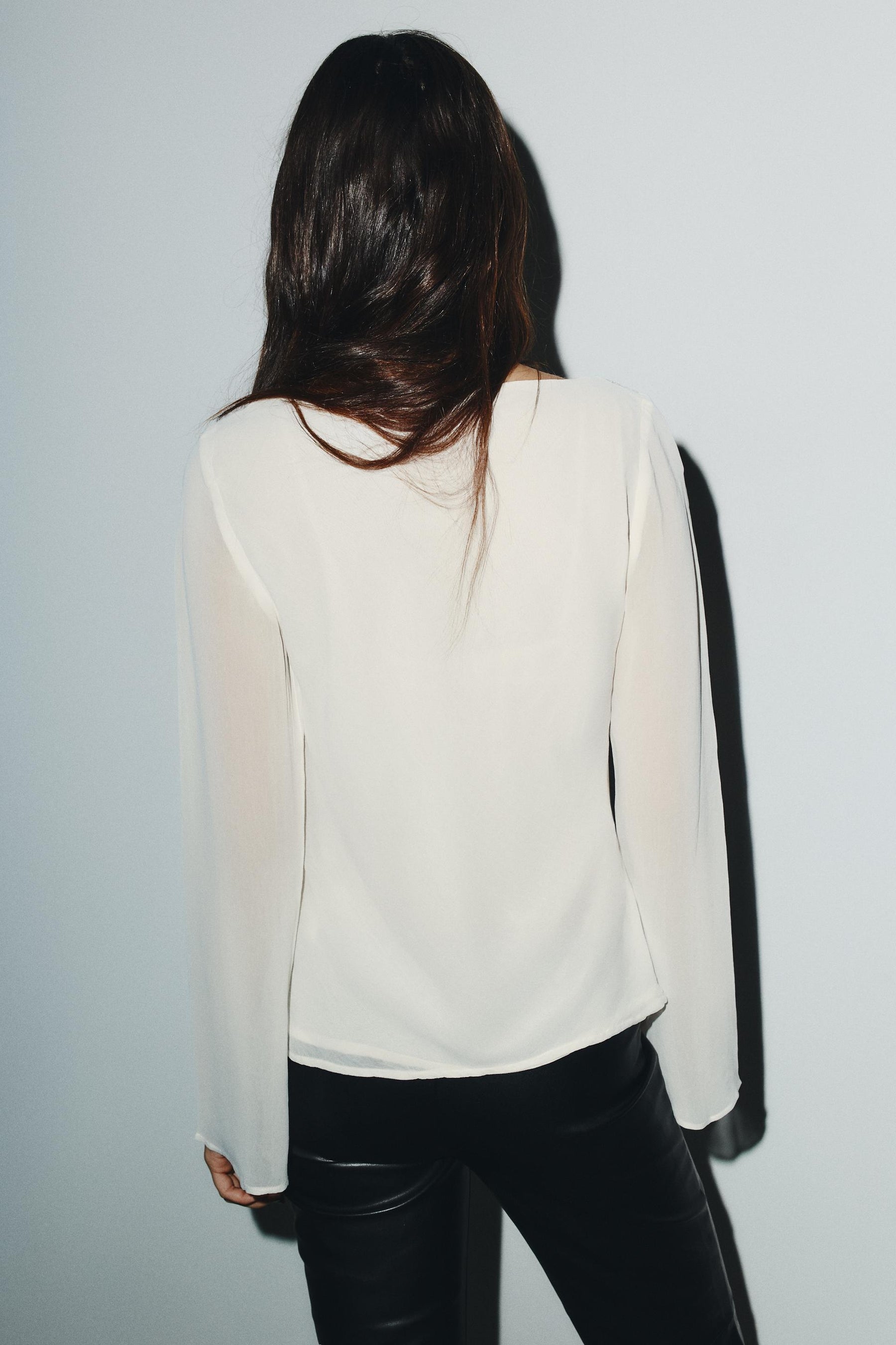 LACE ACCENT GEORGETTE SHIRT