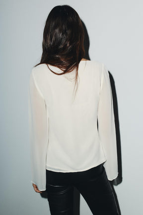 LACE ACCENT GEORGETTE SHIRT