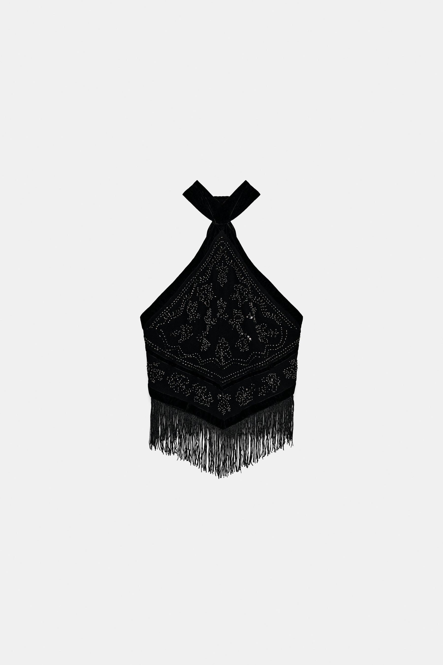 Beaded Georgette Halter Top