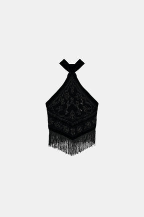 Beaded Georgette Halter Top