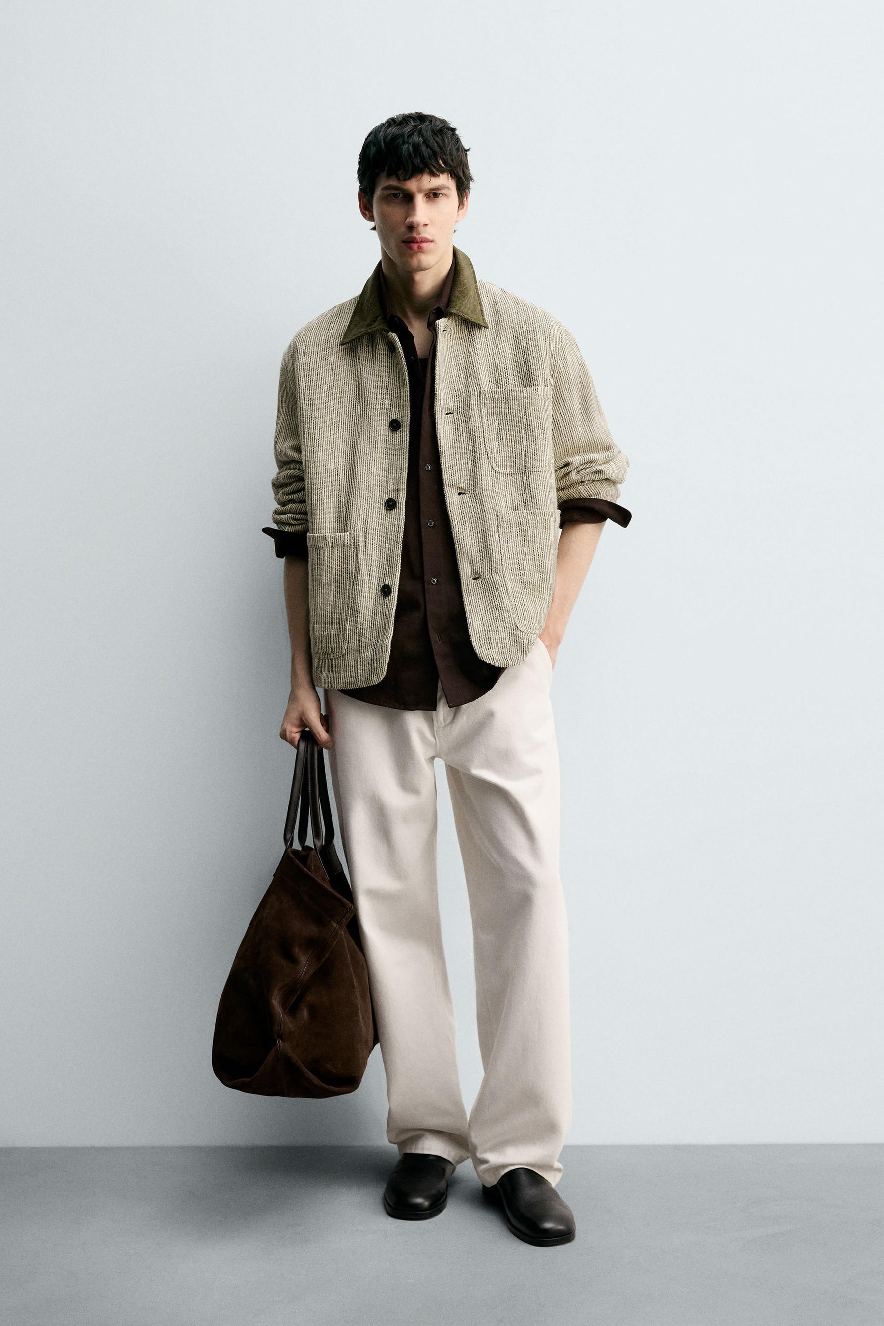 CONTRAST TEXTURED OVERSHIRT - Image 1