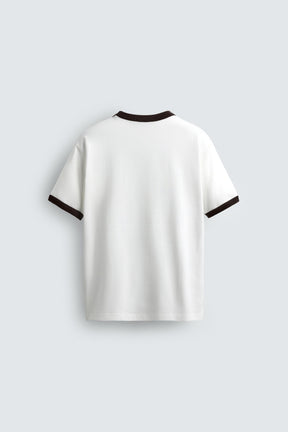 RIB KNIT CONTRAST SLOGAN T-SHIRT - Image 7