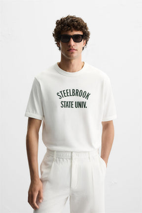 RIBBED SLOGAN T-SHIRT - Image 2