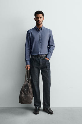 WASHED TEXTURED OXFORD SHIRT - Image 1
