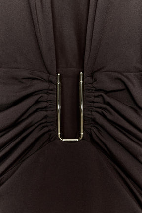 DRAPED POLYAMIDE BODYSUIT