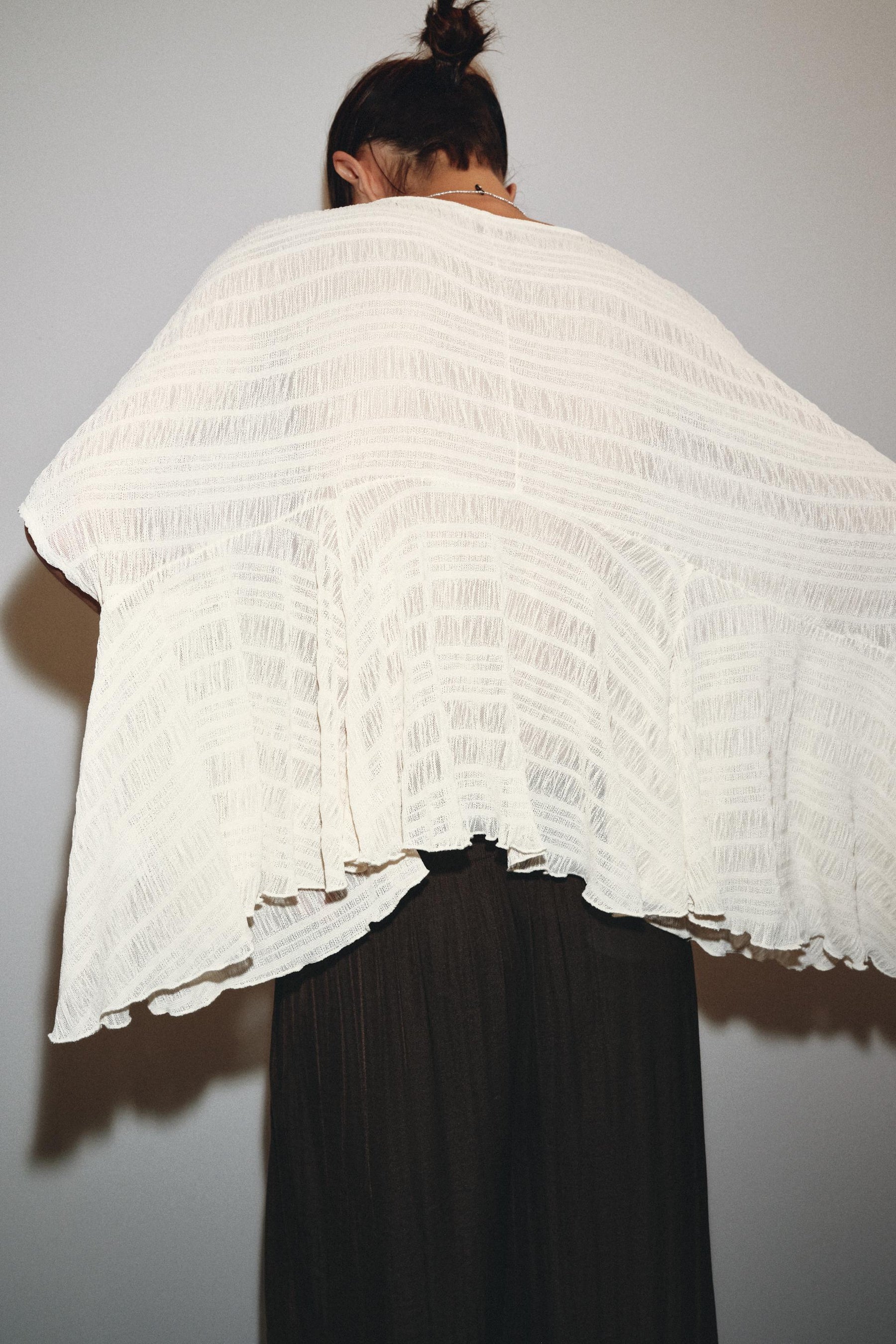 Textured Asymmetric Cape Blouse