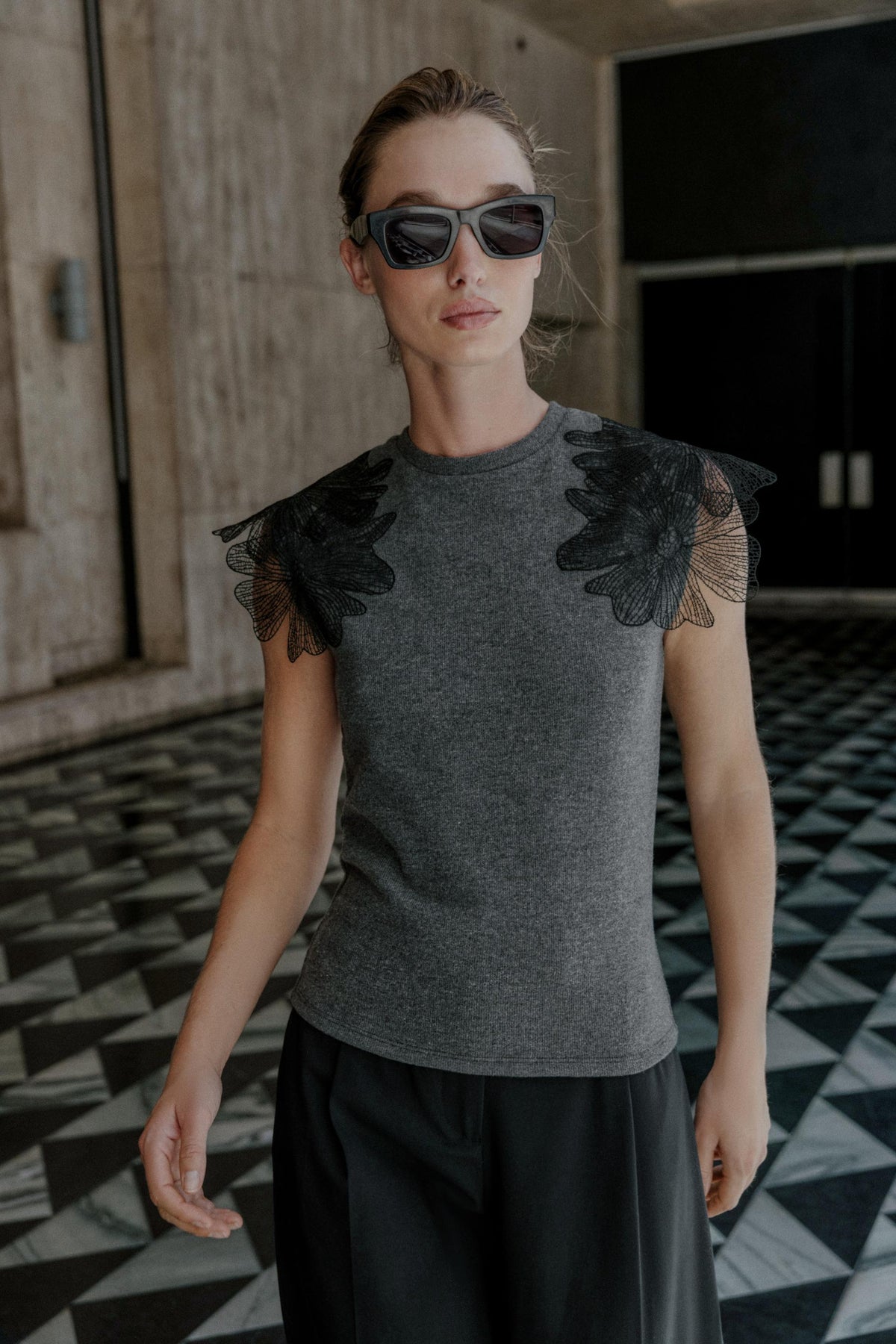 Floral Ribbed Top