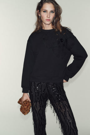ORGANZA FLOWER SWEATSHIRT