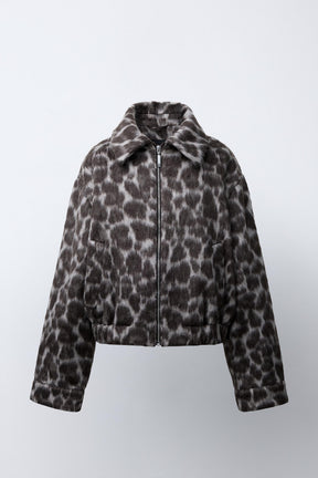 ANIMAL PRINT BOMBER JACKET - Image 2