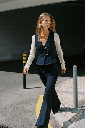 Buckle-Detailed Crepe Top