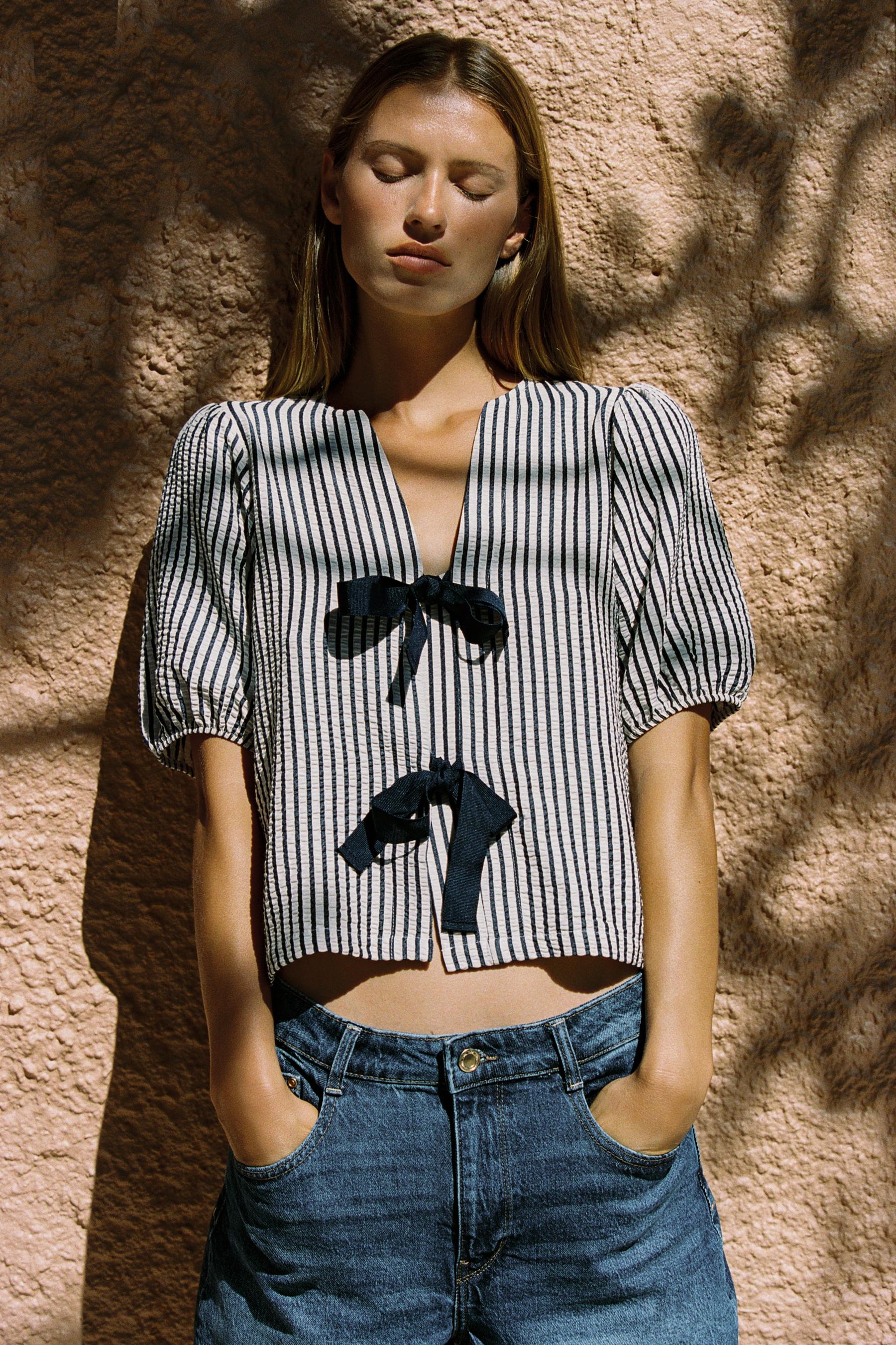LINEN BLEND BLOUSE