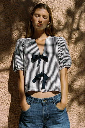 LINEN BLEND BLOUSE