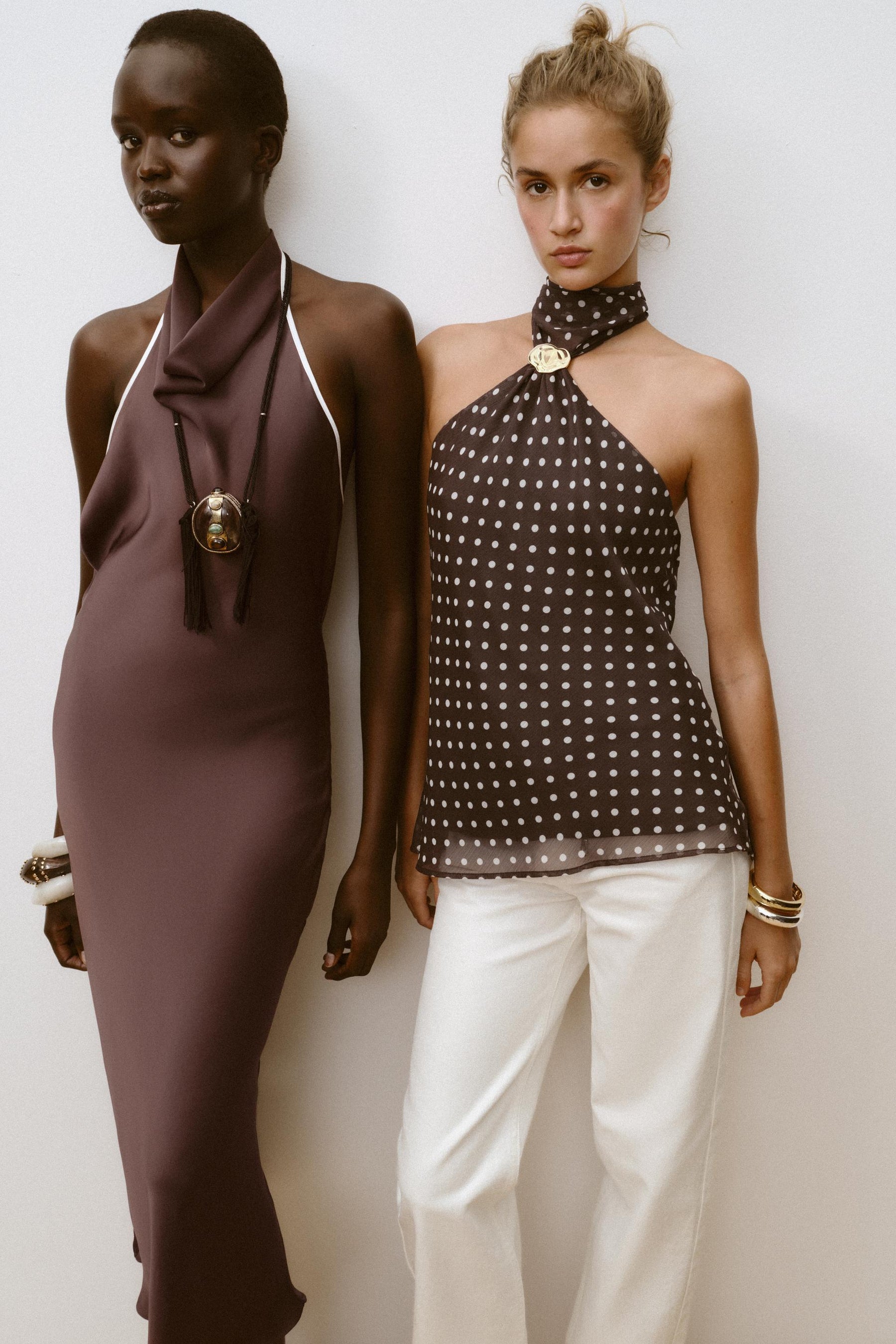 CONTRAST TRIM SATIN MIDI DRESS - Image 2