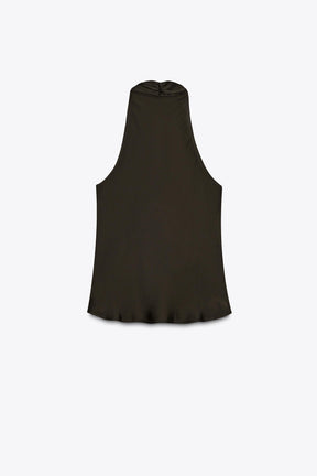 Fringed satin top
