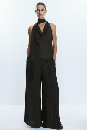 Fringed satin top