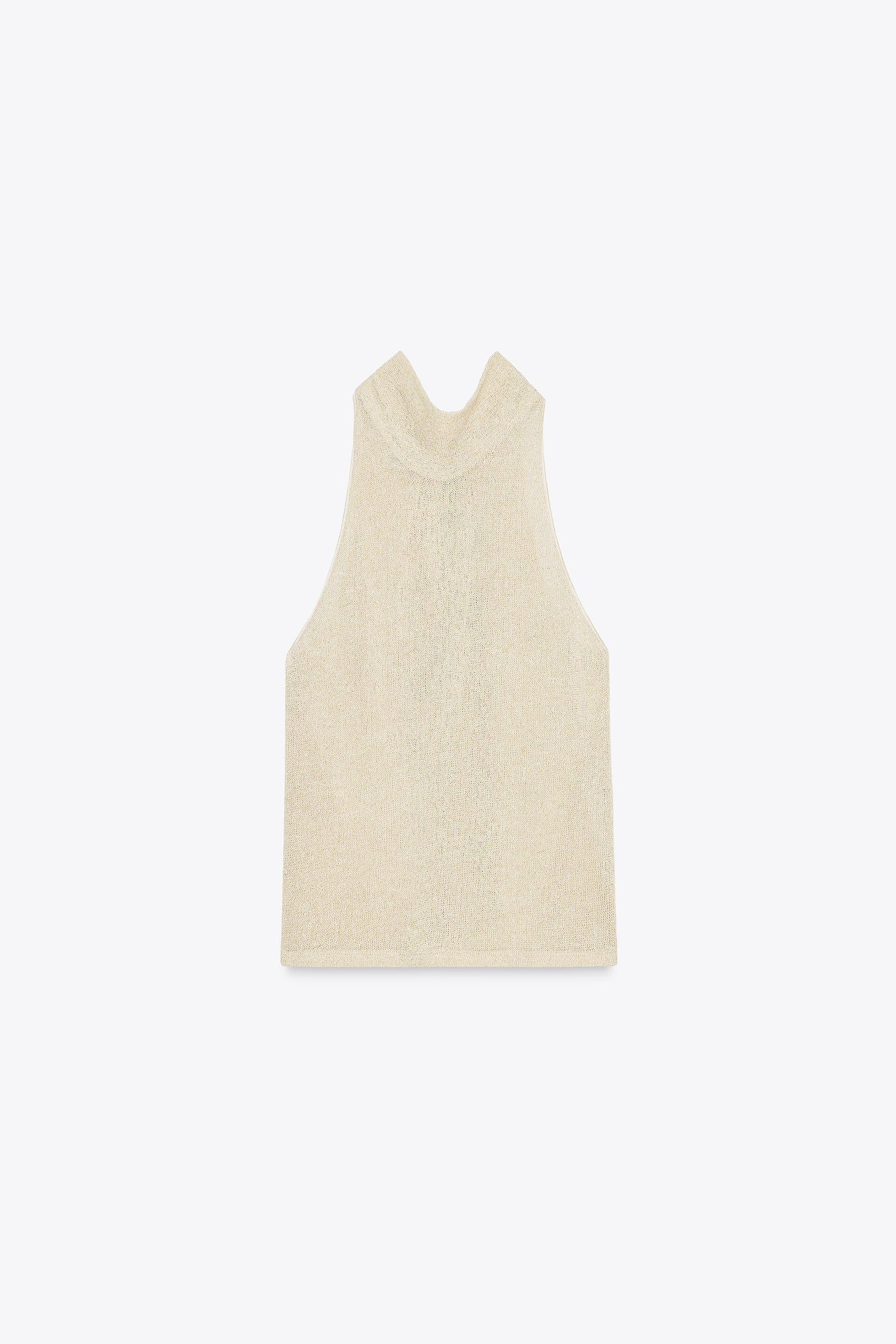 METALLIC HALTER TOP