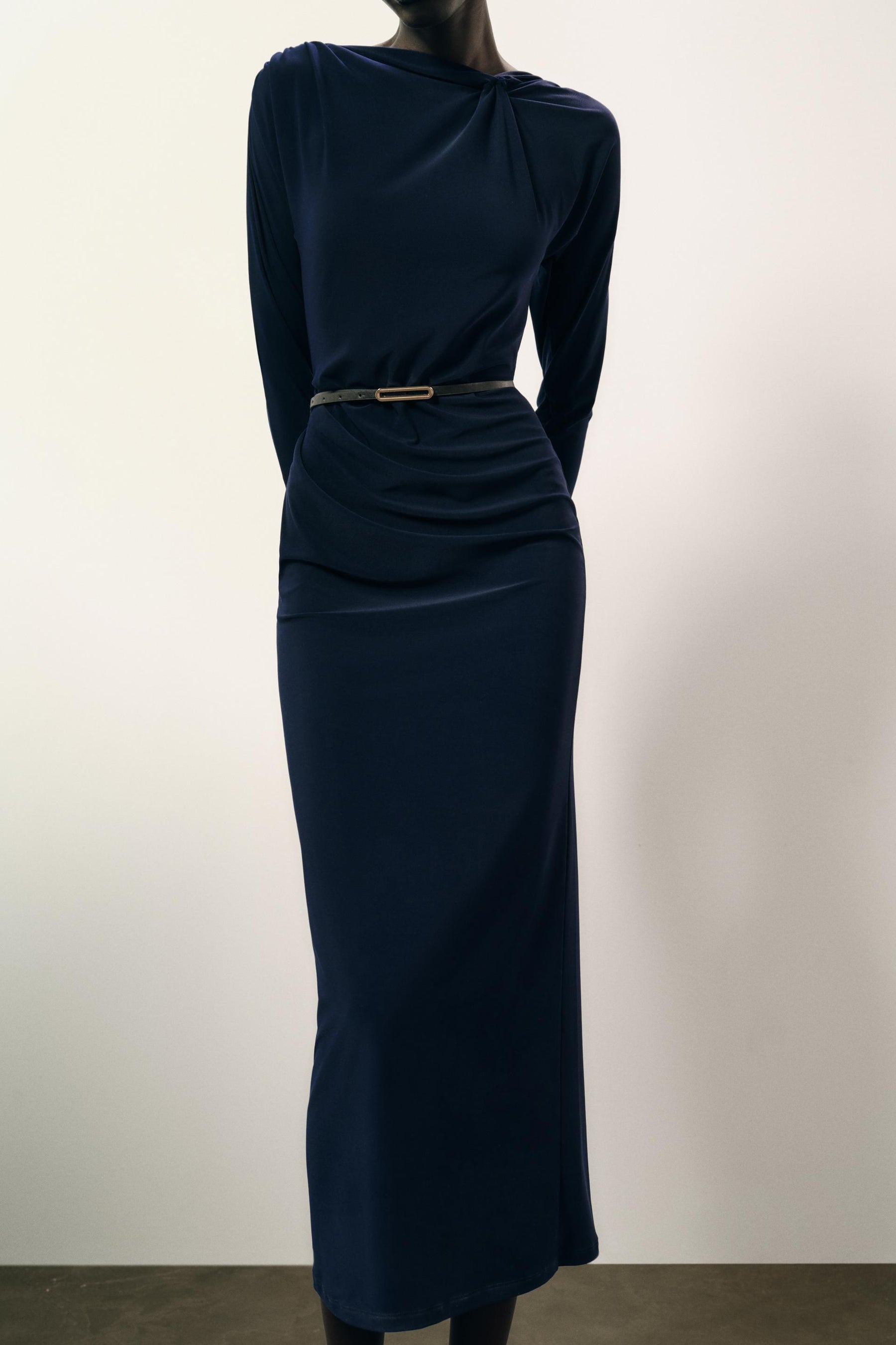 Belted Gathered Fashion Dress