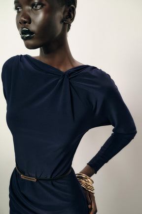 Belted Gathered Fashion Dress