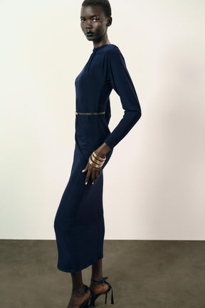 Belted Gathered Fashion Dress