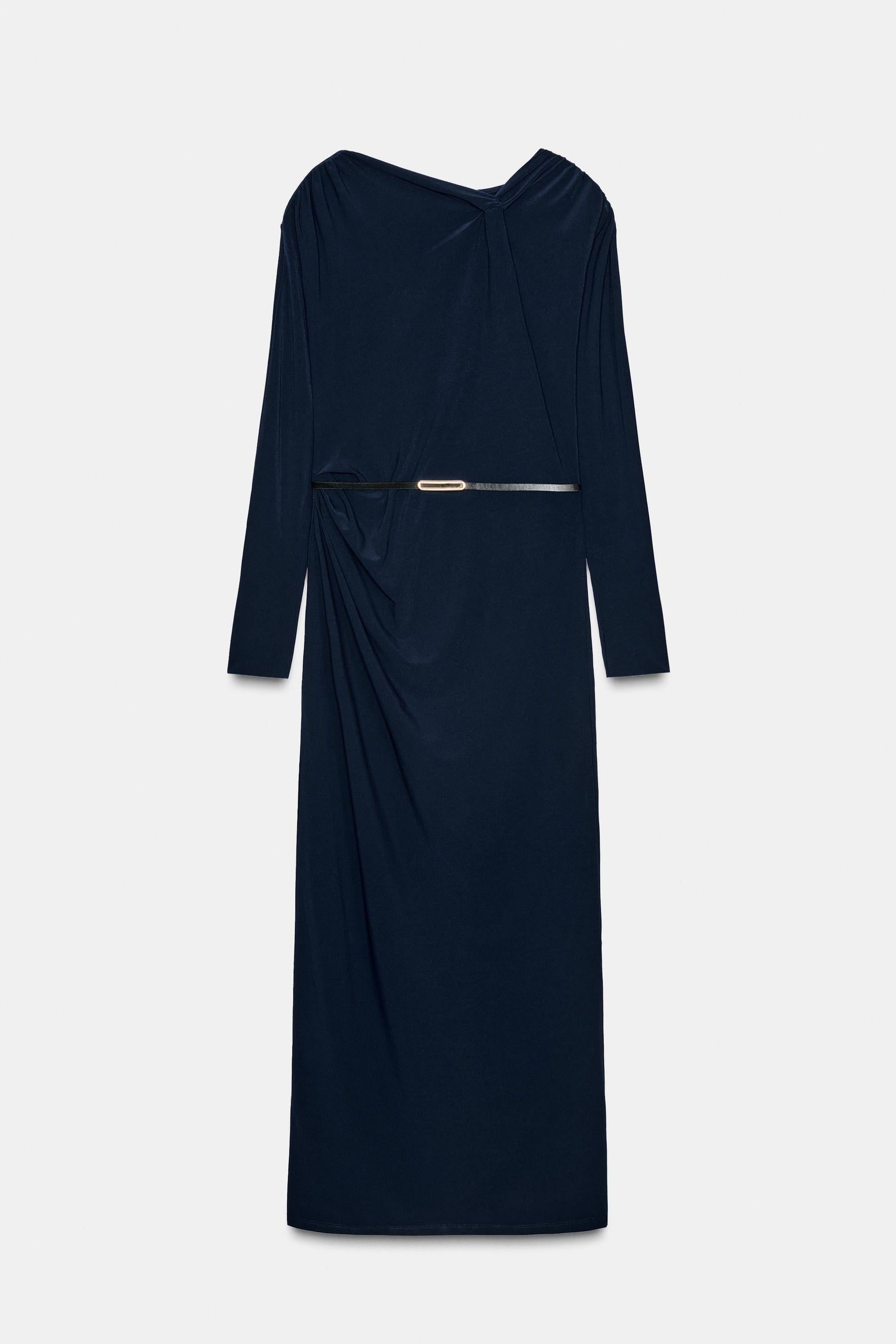 Belted Gathered Fashion Dress