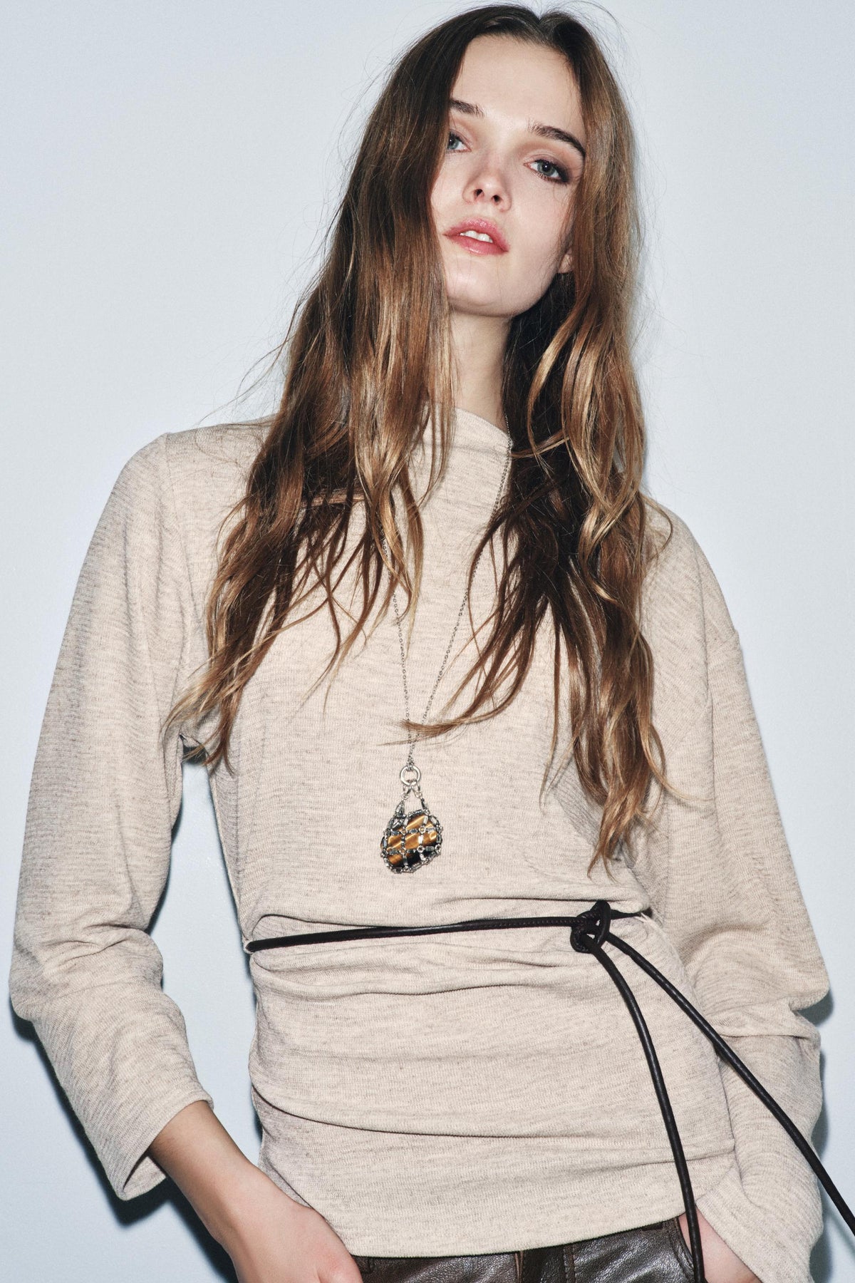 Textured Belted Top