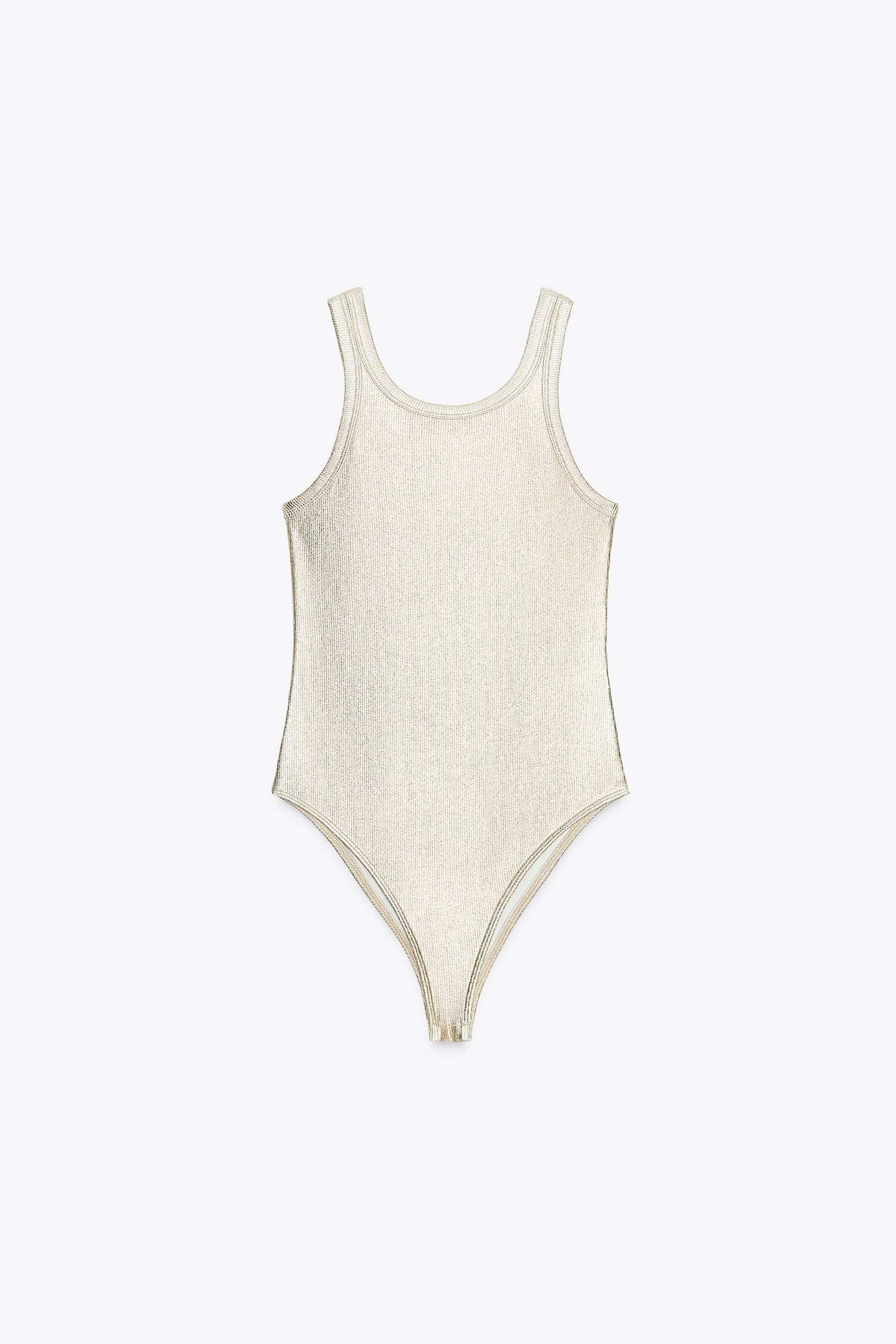 METALLIC RIBBED BODYSUIT