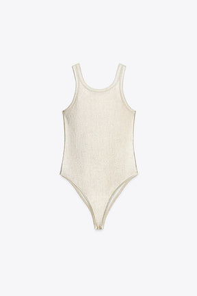 METALLIC RIBBED BODYSUIT