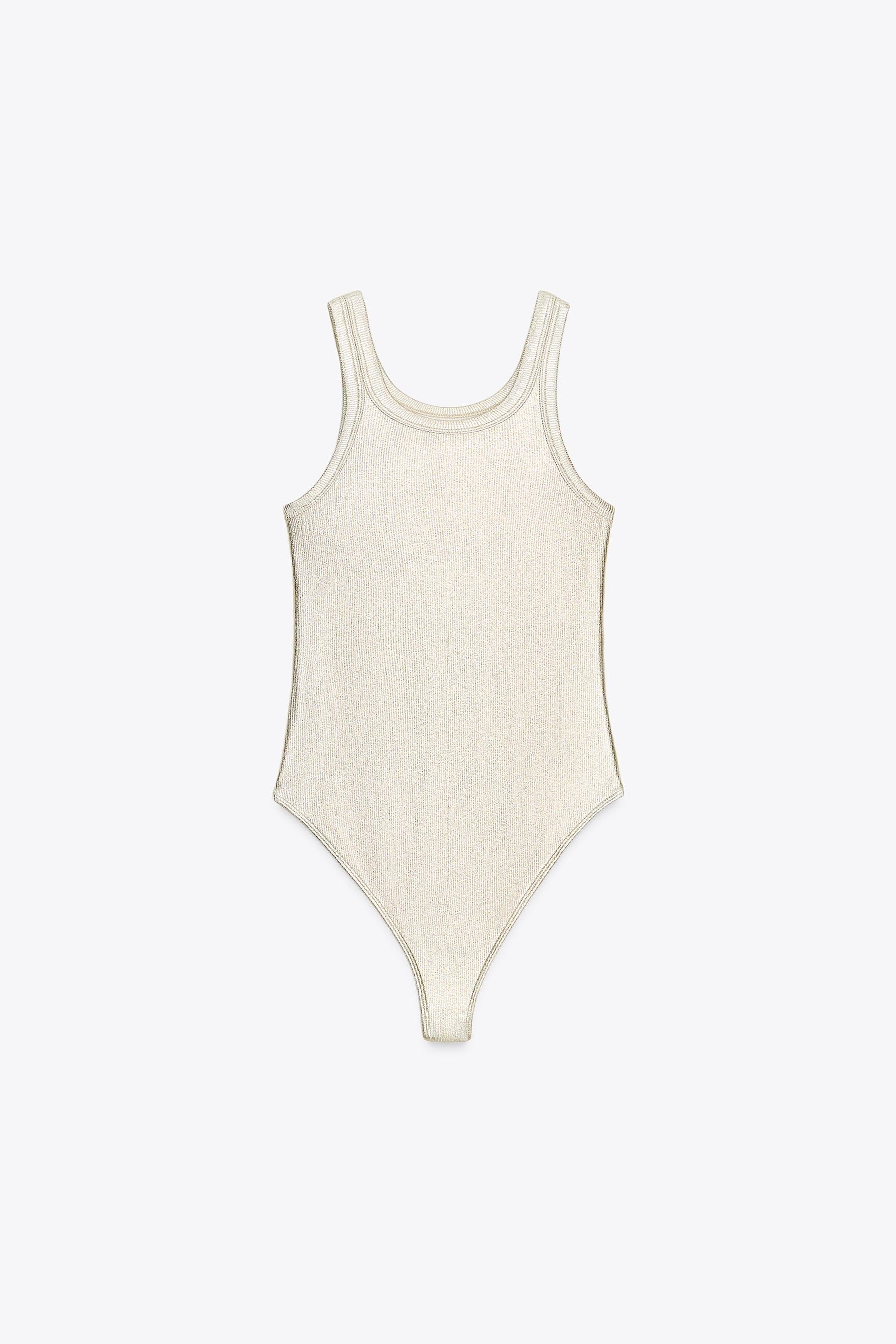METALLIC RIBBED BODYSUIT