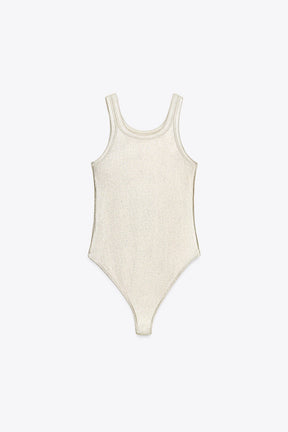 METALLIC RIBBED BODYSUIT