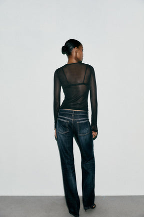 SEMI-SHEER GATHERED SHIRT