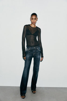 SEMI-SHEER GATHERED SHIRT